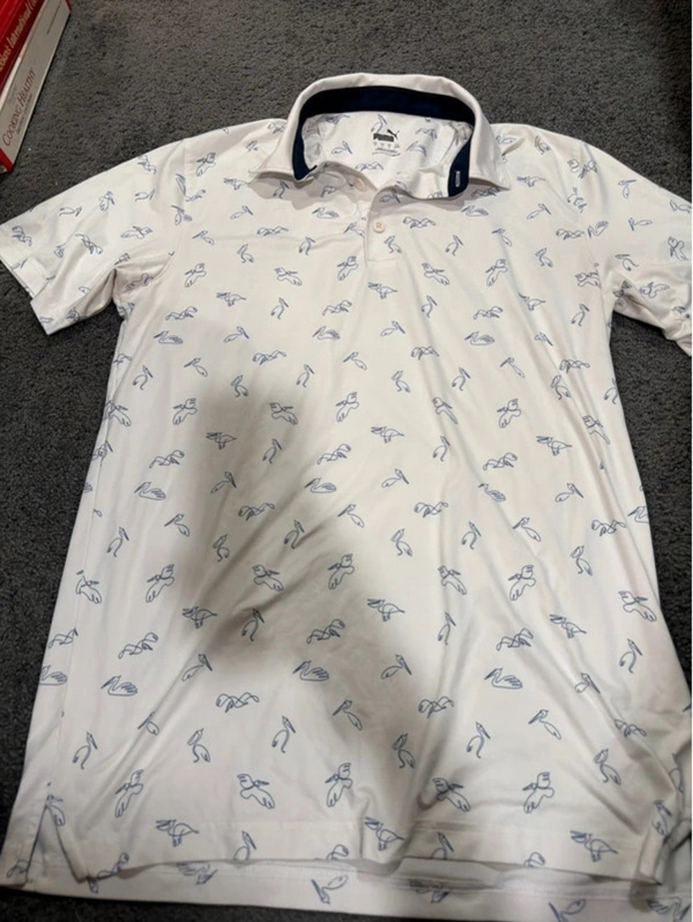Puma Golf Men's S White Blue All Over Print Performance Polo Shirt